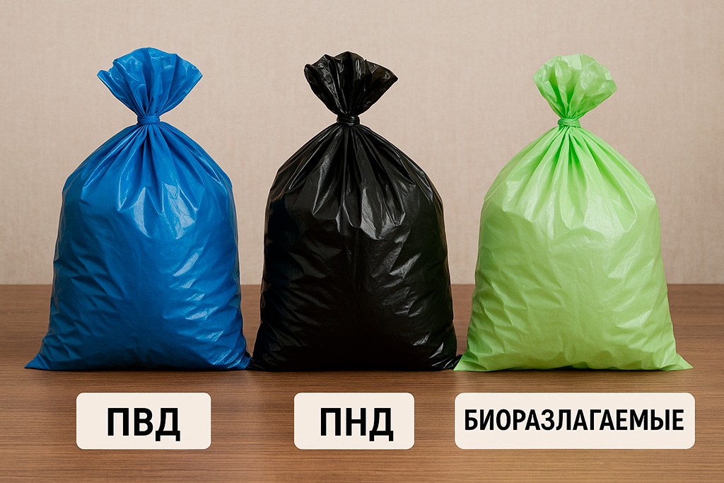 Разные типы мешков для мусора: ПВД, ПНД и биоразлагаемые пакеты в сравнении