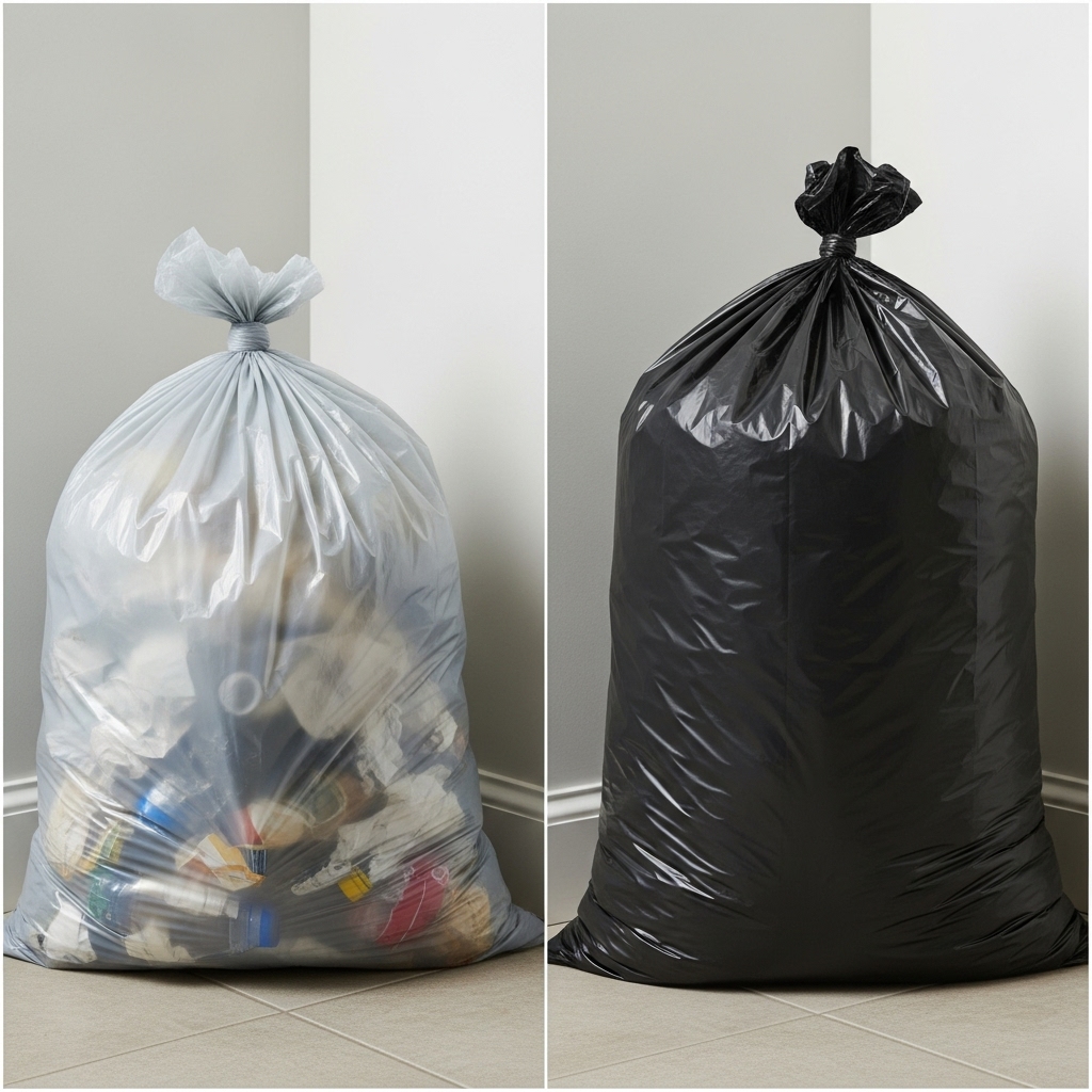 Рулоны плёнки и мешки для мусора на линии производства