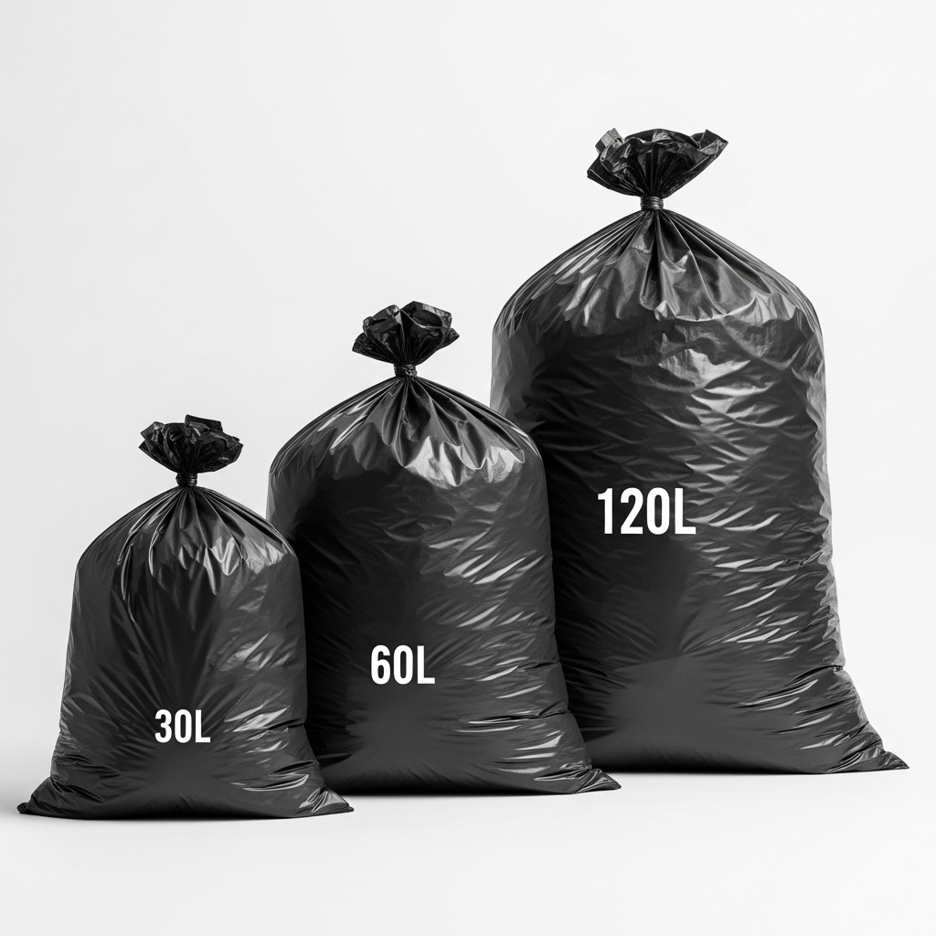 Рулоны плёнки и мешки для мусора на линии производства